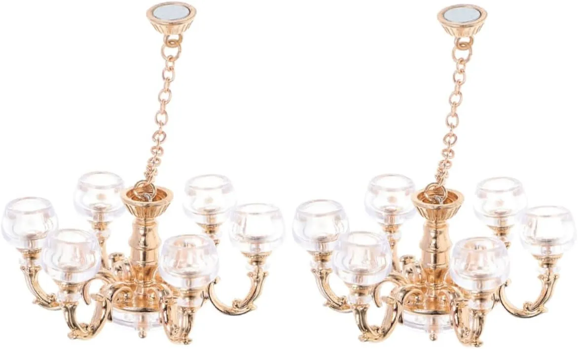 2pcs Miniature Ceiling Lamp Hanging Dollhouse Lights Realistic Scale Decorative Pendant for House Props for Living Room Decor