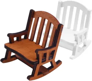 2pcs Miniature Rocking Chair Model Vintage Dollhouse Furniture for Crafts for Micro Landscape Decoration Cute Photo Prop Accessory Charming House Ornament