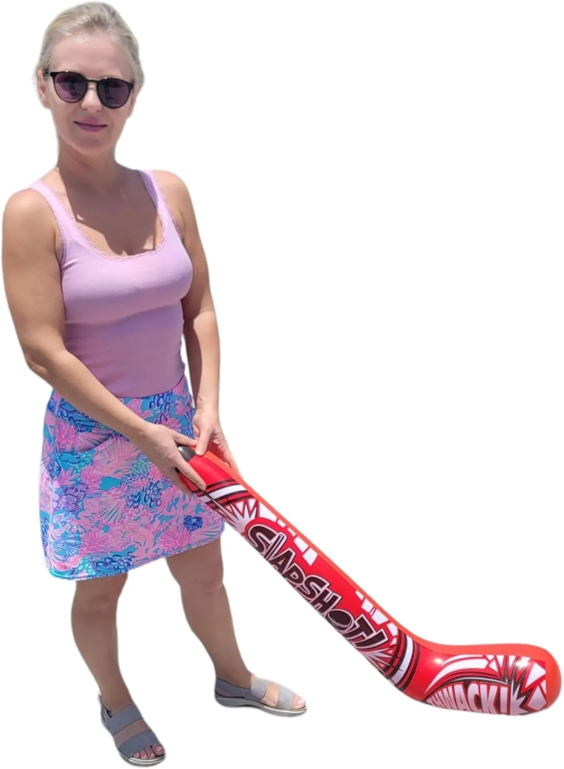 35" Inflatable Hockey Sticks (4 Designs) Splash it! Thwack! Hat Trick. Pow! Power Play Smack! Face Off! Whack! Colorful. Vinyl. Great Party Favor (8 Pack - 4 Designs)
