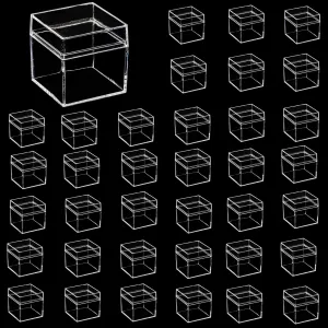 36 Pack Small Clear Boxes with Lids, 2x2x2 Inches Candy Containers for Party Favors, Mini Acrylic Square Cube Display Box for Easter,Treat, Cosmetics, Jewelry