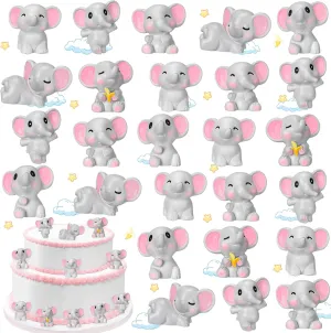 36 Pcs Mini Elephant Animals Miniature Figurines Toys Elephant Cake Toppers Resin Miniature Moss Landscape DIY Terrarium Crafts Ornament for Baby Shower Party Cake Decor
