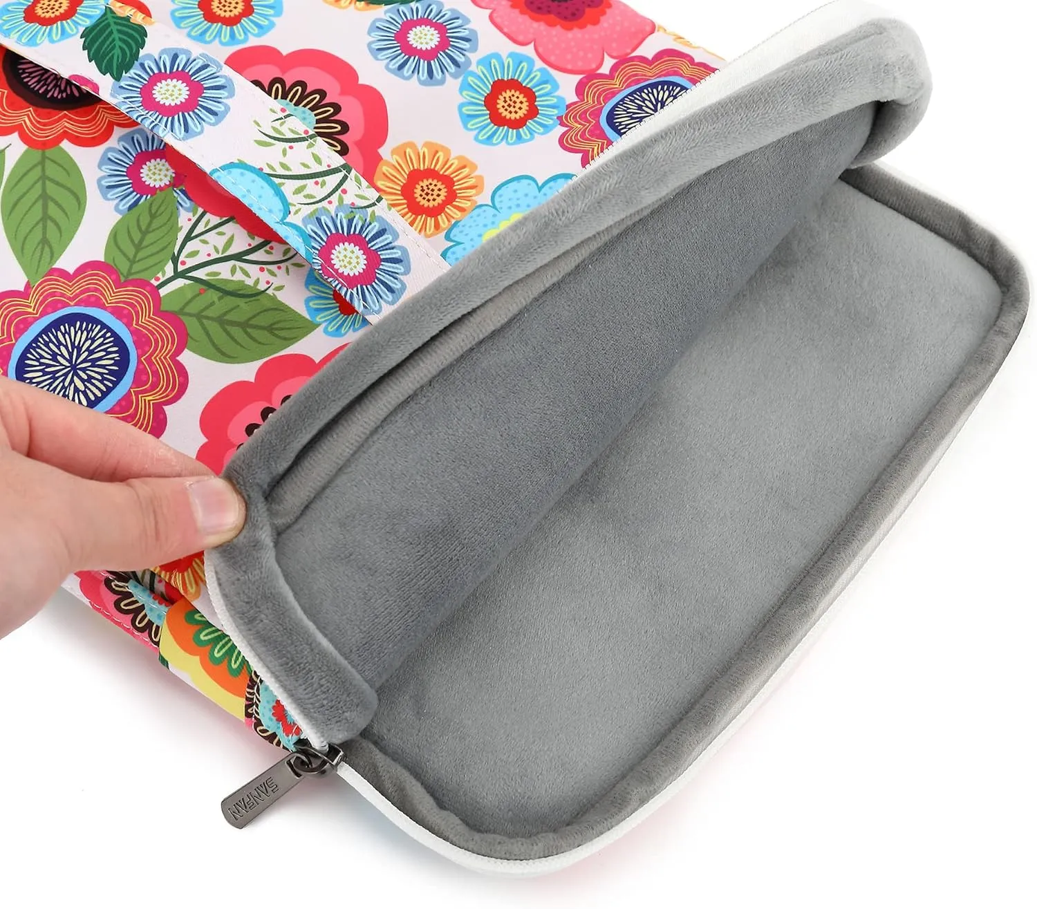 360° Protective 3 Pockets Laptop Sleeve Case Bag with Handle for MacBook Air 15 inch,MacBook Pro 16 inch and 15.6 inch Screen Laptop (Flowers)