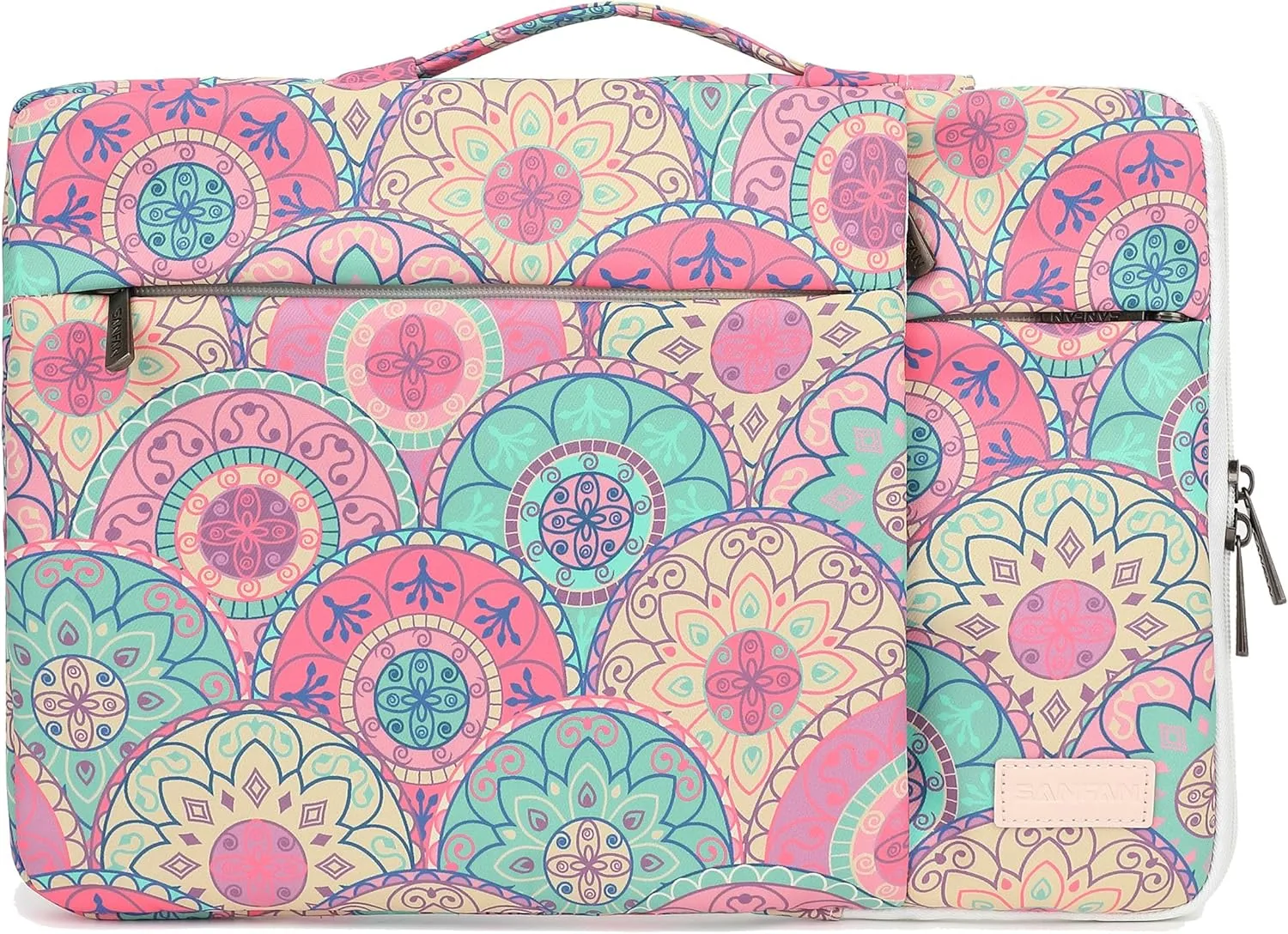 360° Protective Laptop Sleeve Case Bag with 2 Pockets,Handle and Luggage Strap for iPad 12.9 inch,MacBook Pro Air 13" and 12.5 inch-13.3 inch Screen Laptop (Bandanna)
