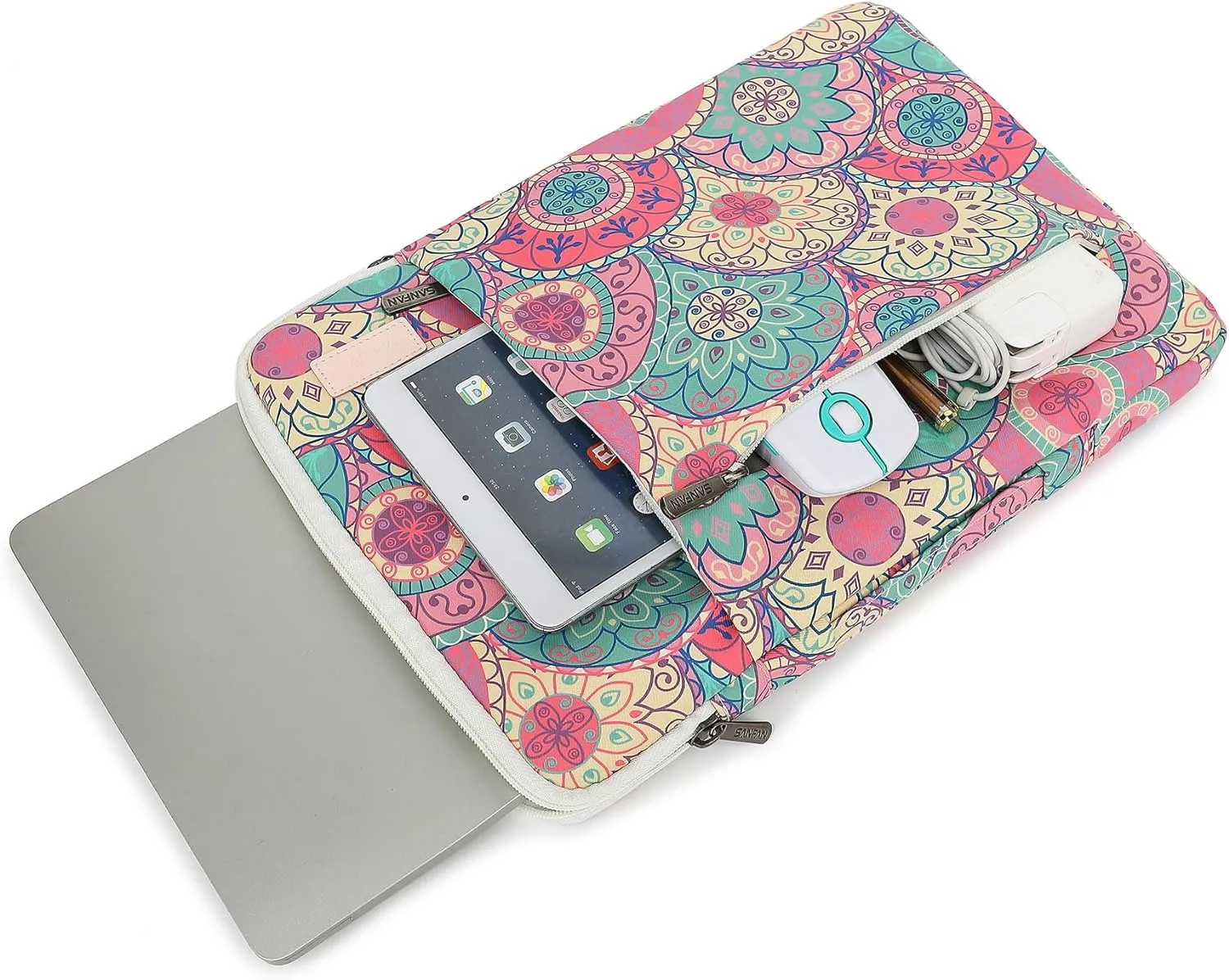 360° Protective Laptop Sleeve Case Bag with 2 Pockets,Handle and Luggage Strap for iPad 12.9 inch,MacBook Pro Air 13" and 12.5 inch-13.3 inch Screen Laptop (Bandanna)