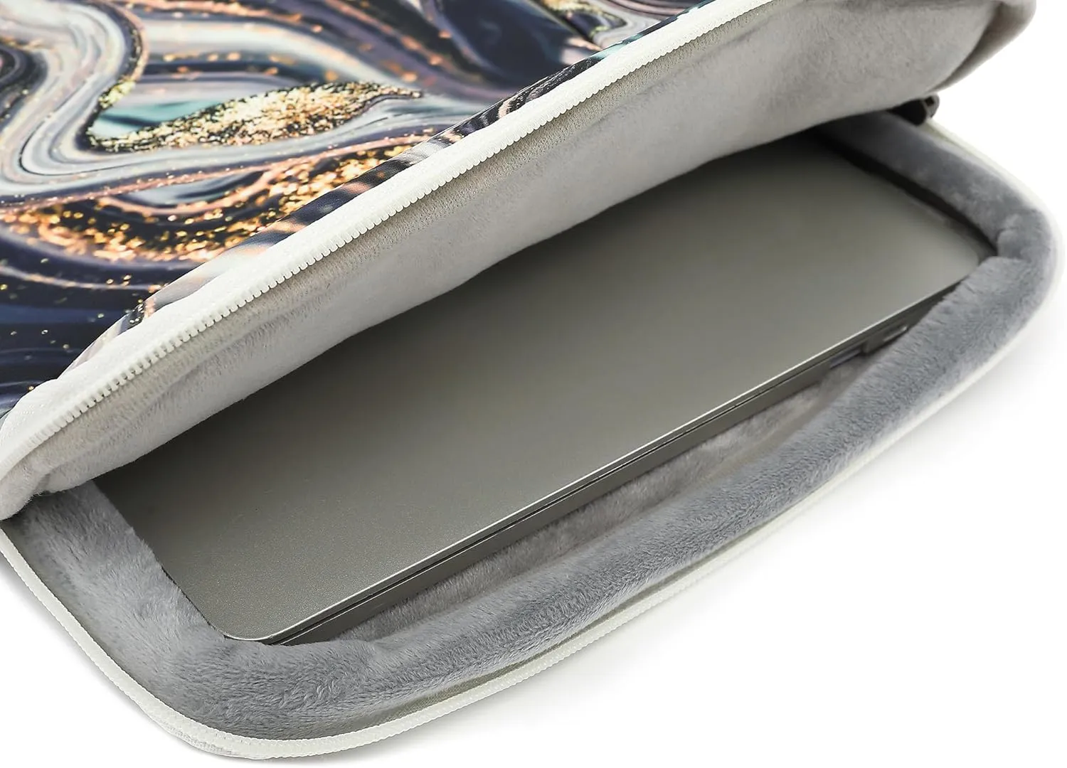 360° Protective Laptop Sleeve Case Bag with Muti-Pockets,Handle and Luggage Strap for iPad 12.9 inch,MacBook Pro Air 13" and 12.5 inch-13.3 inch Screen Laptop (Black Marble)