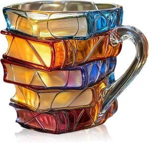 3d painted book coffee mug - colorful acrylic book-shaped cup for book lovers, readers, librarians & writers, unique literary gift, food-safe material, perfect for cold drinks