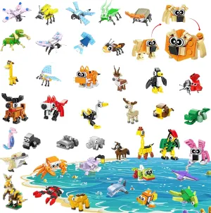 40Pack Animal Mini Building Blocks Party Favors for Kids 6 , Birthday Gifts, Classroom Prizes, Student Rewards, Goodie Bag Fillers, Gift Exchange for Boys & Girls