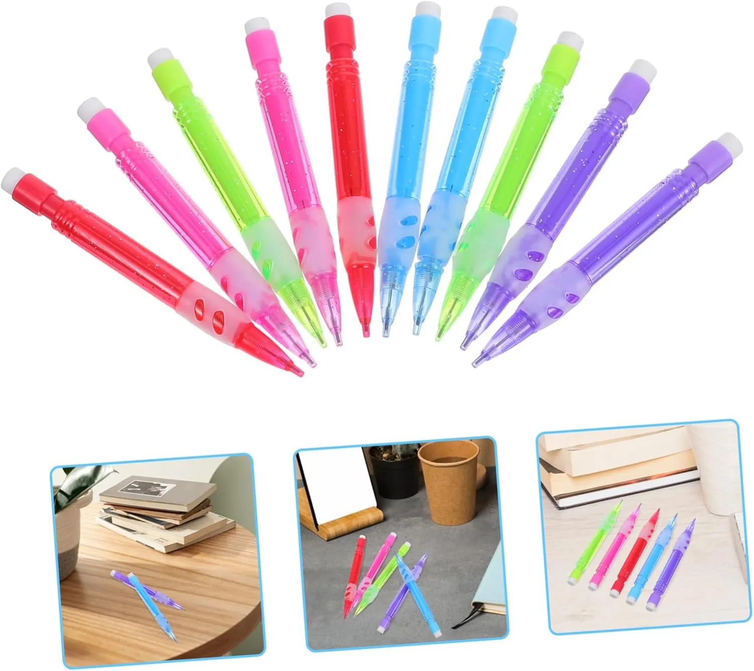 4sets Mini Mechanical Pencils Set 0.7mm Eraser Pastel Mechanical Pencils for Writing Drawing 10pcs*4