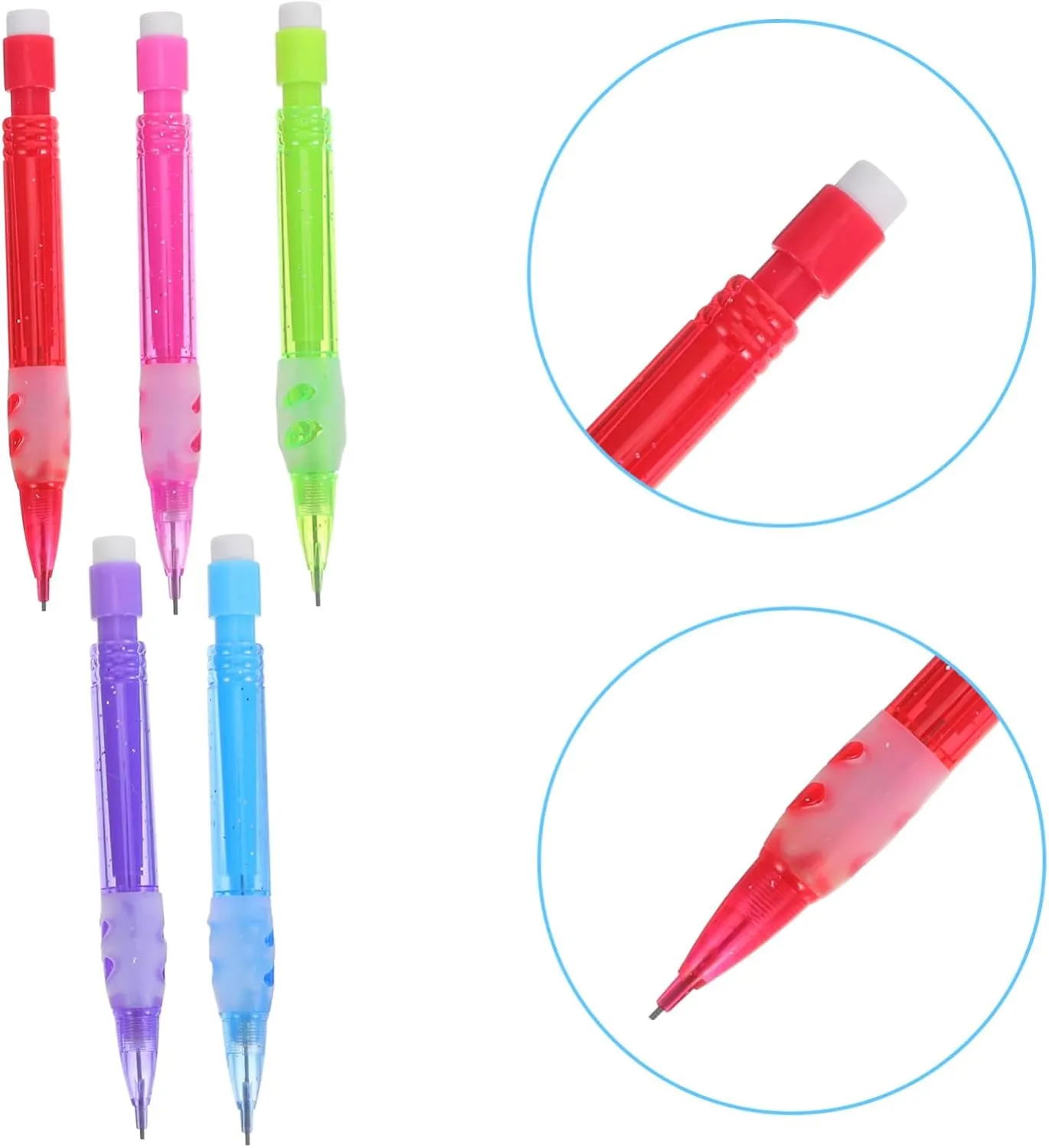 4sets Mini Mechanical Pencils Set 0.7mm Eraser Pastel Mechanical Pencils for Writing Drawing 10pcs*4