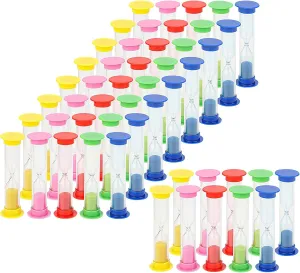 50 PCS 1 Minute Sand Timer, 8.7 x 2.5cm Colorful Hourglass Sandglass Timer, 5 Colors Small Plastic Sand Clock for Home, Office