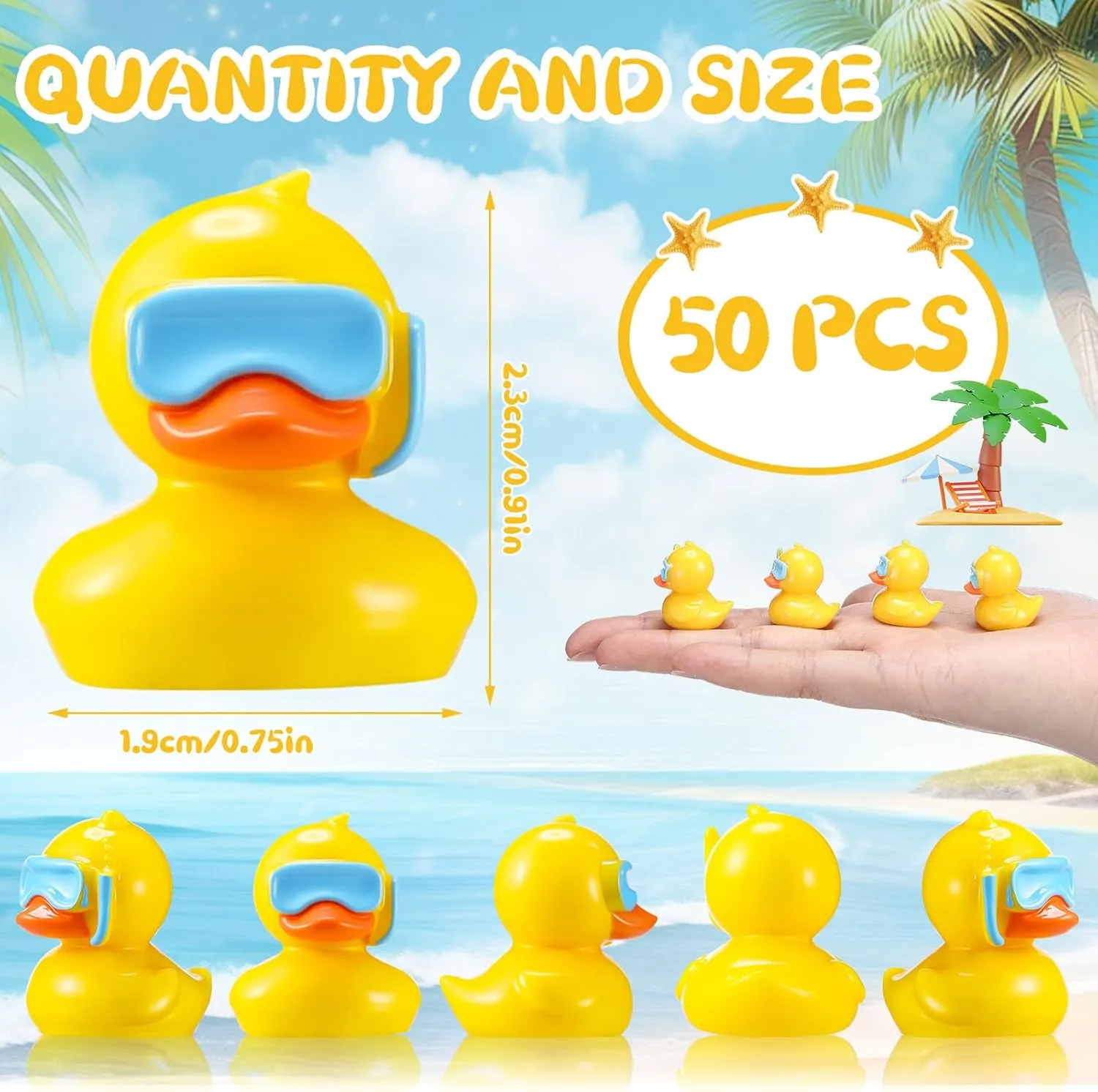 50 Pcs Mini Resin Ducks Summer Beach Tiny Ducks Miniature Figures Tiny Toys to Hide Micro Garden Landscape Aquarium DIY Dollhouse Cake Decoration Ornament(Diving Duck)