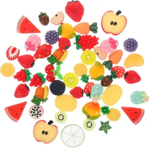 50pcs Miniature Fruits Colorful Dollhouse Adornments Realistic Fruit Figurines for Mini House Decoration Photography Props and Crafts