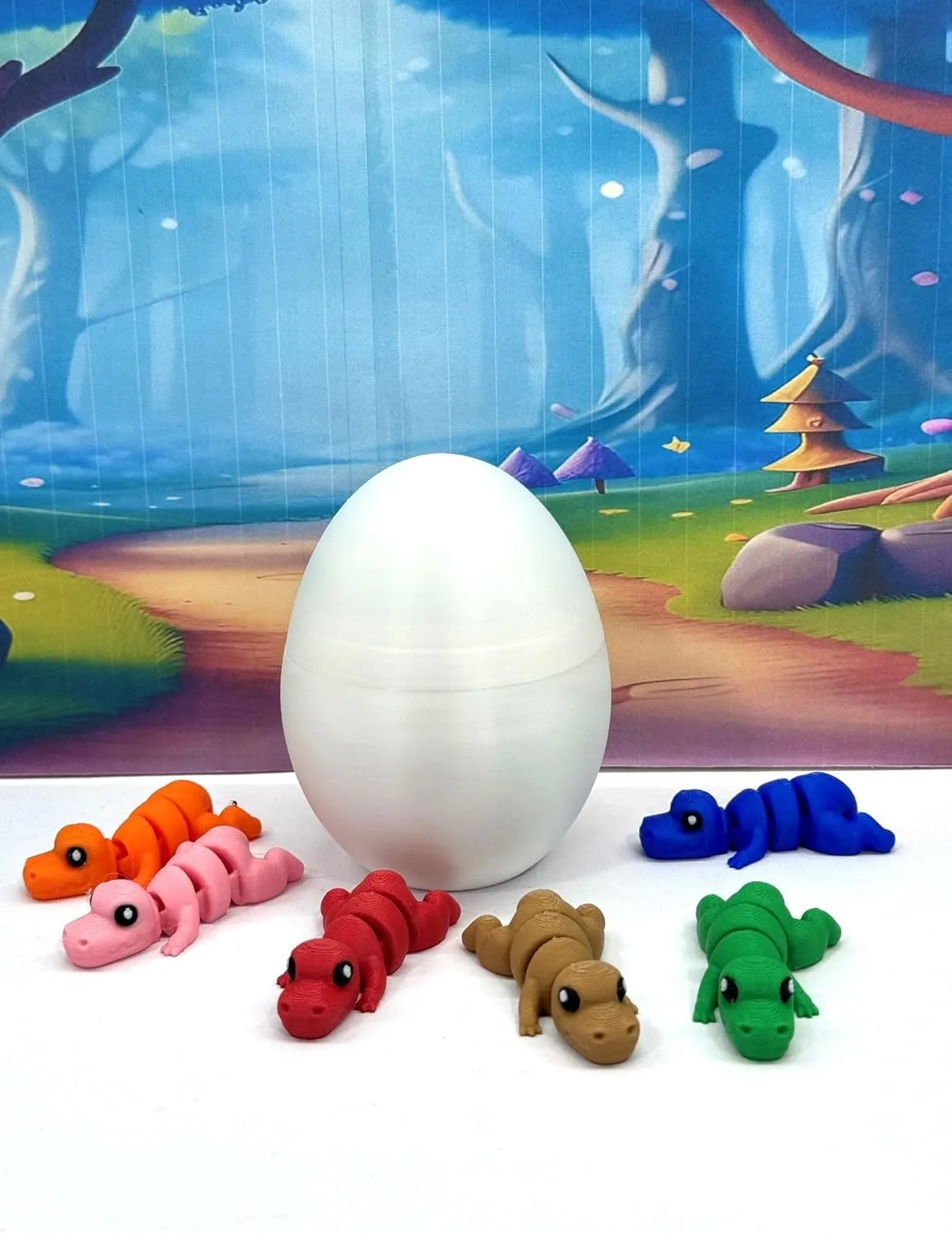 6pcs 3D Printed Mini Dinosaurs with Egg, Colorful Mini Baby T-Rex Dinosaur Figures, Articulated Mini Dinosaurs Gift Idea-MD001-TREX-WE