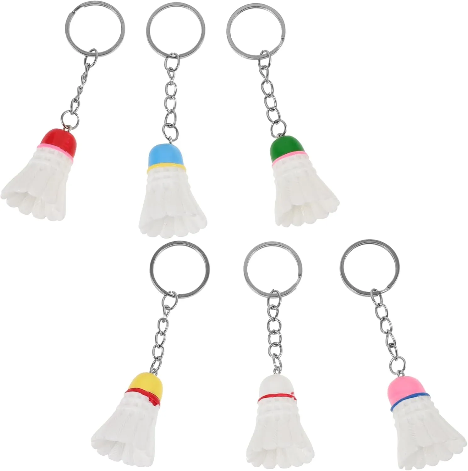 6Pcs Decorative Badminton Keychains Cute Bag Hanging Decors for Schoolbags Vivid Shuttlecock Key Rings Women and Friends