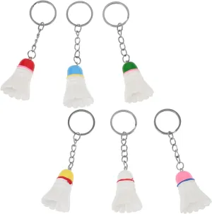 6Pcs Decorative Badminton Keychains Cute Bag Hanging Decors for Schoolbags Vivid Shuttlecock Key Rings Women and Friends