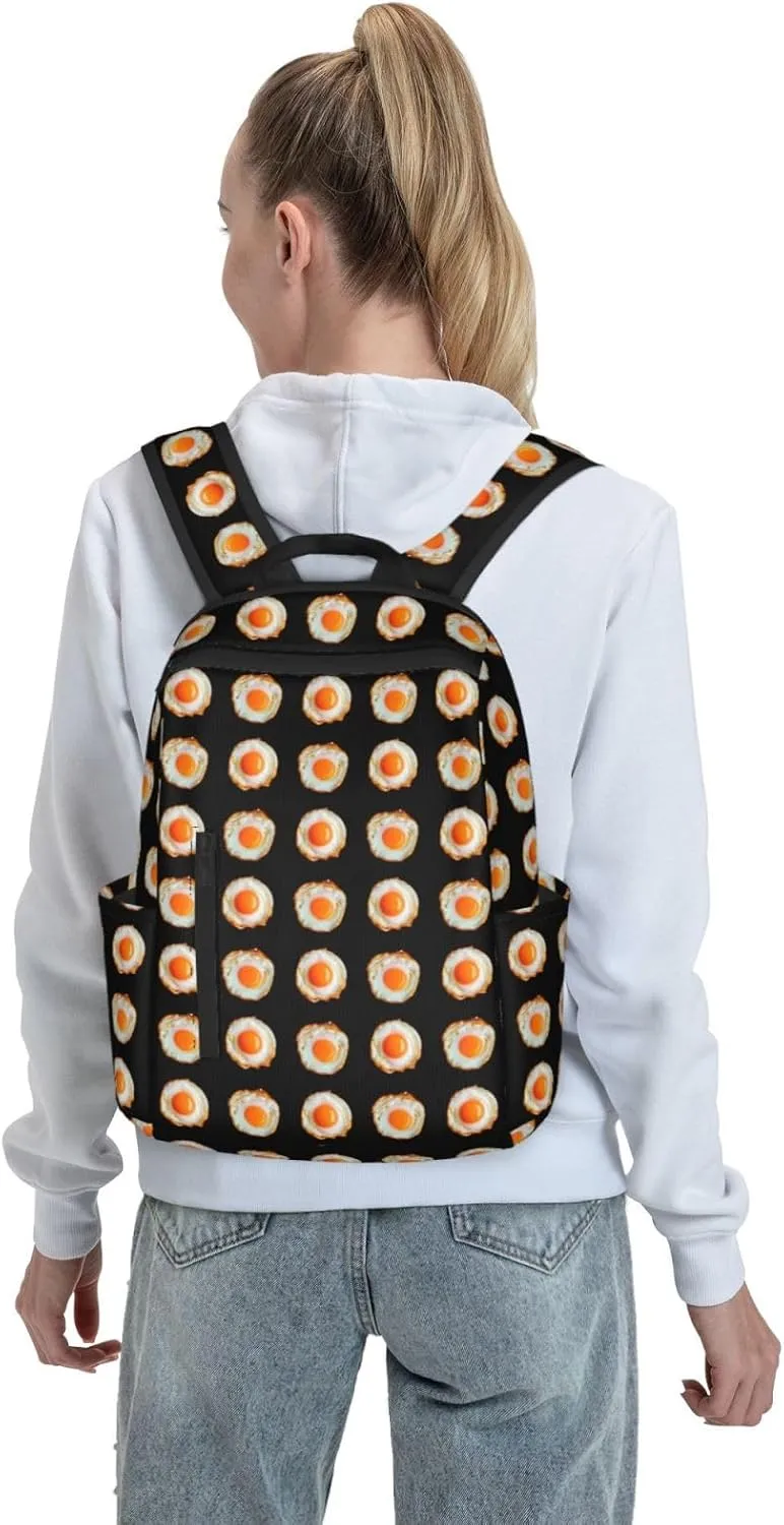 A Couple Of Fried Egg Casual Backpacks Large Capacity Laptop Backpack Sports Rucksack Travel Daypack Adjustable Shoulder Strap Work Bag for Outdoor Camping