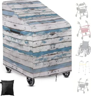 Accessories for Rollator Walkers Grey Wood Print Wheelchair Covers Waterproof Mobility Scooter Accessories Protective Windproof Cover with Storage Bag for Travel Outdoor Indoor