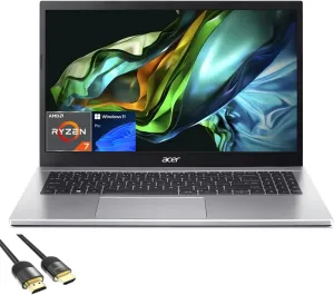acer Aspire 3 Laptop for Student & Business, 15.6" FHD Micro-Edge Display, AMD 8-Cores Ryzen 7 5700U, 32GB RAM, 1TB PCIe SSD, Webcam, Keypad, WiFi 6, USB-C, RJ45, HDMI, PDG HDMI Cable, Win 11 Pro