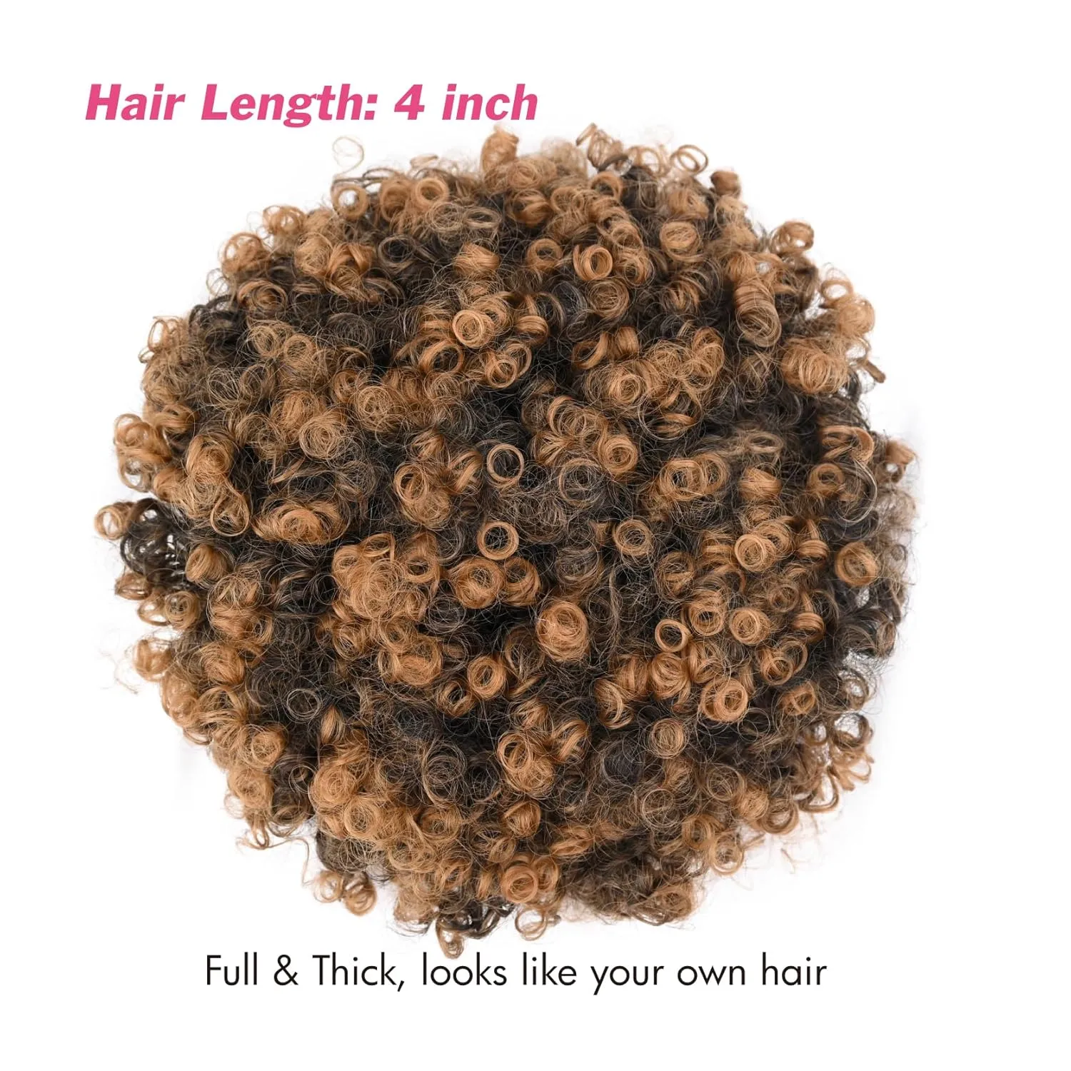 Afro Headband Wig - Short Kinky Curly Wigs for Black Women - Glueless Black Afro Wigs with Headbands Attached - Synthetic with 2 Clips T1B-30