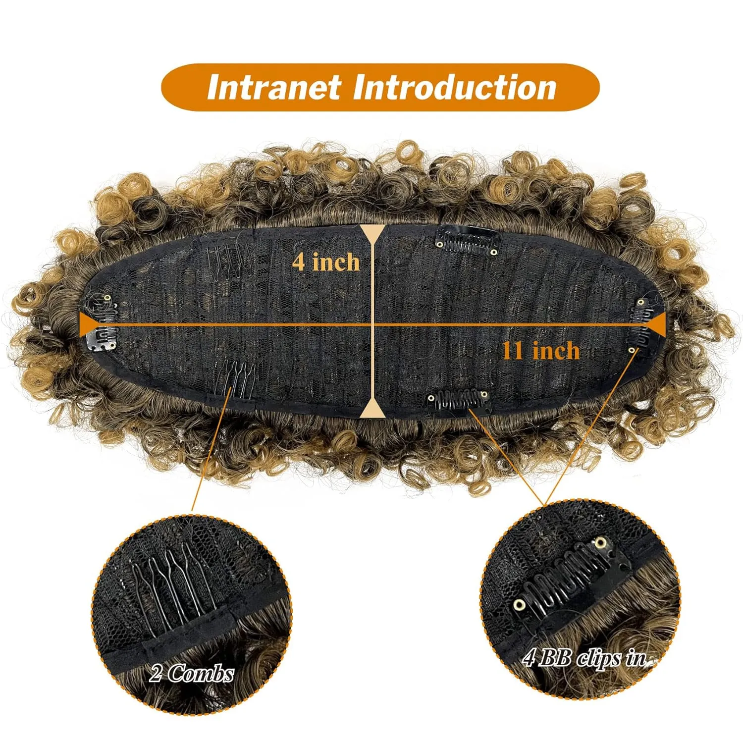 Afro High Puff Mohawk Ponytail Clips in Hairpieces Jerry Curly Non Drawstring Ponytail with 6 BB Clips Synthetic Fauxhawks Afro Puff Bun Afro Kinky Curly Hair Bun Warp Hair Extensions T27