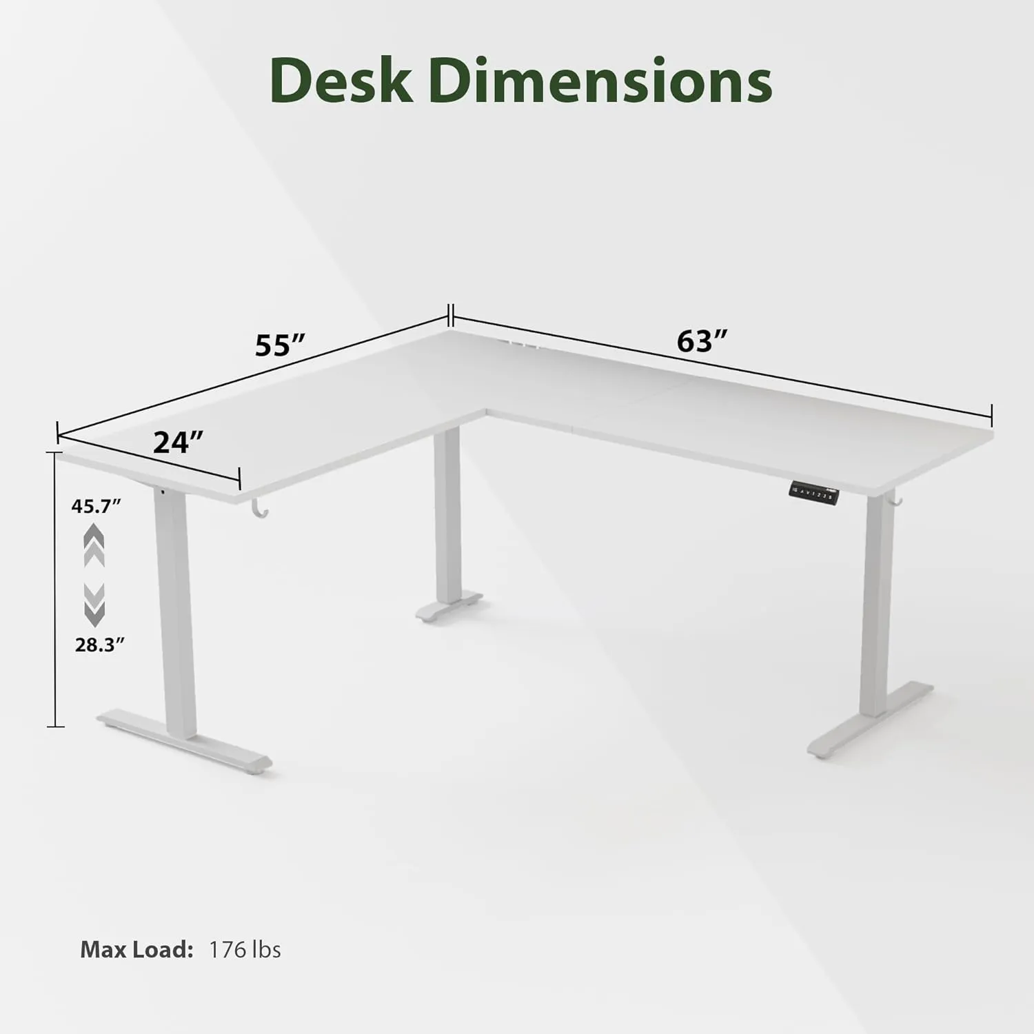 Agilestic L Shaped Standing Desk Adjustable Height, Electric Corner Standing Desk, 63 x 55 inch Sit Stand Computer Table with Splice Board, White
