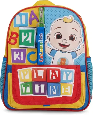 AI ACCESSORY INNOVATIONS Cocomelon JJ's Playtime Interactive Mini Backpack for Boys and Girls, Pre-school Schoolbag with Padded Back and Adjustable Straps, Versatile 12”