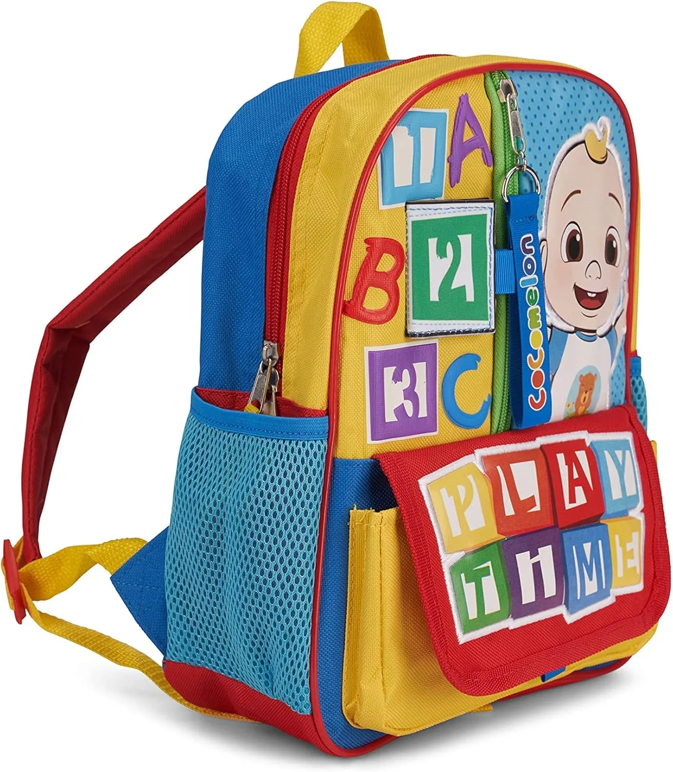AI ACCESSORY INNOVATIONS Cocomelon JJ's Playtime Interactive Mini Backpack for Boys and Girls, Pre-school Schoolbag with Padded Back and Adjustable Straps, Versatile 12”