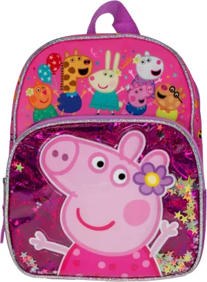 AI ACCESSORY INNOVATIONS Peppa Pig 10” Mini Backpack, Girls Mini Travel Bag Featuring Floating Shaker Confetti, Pink