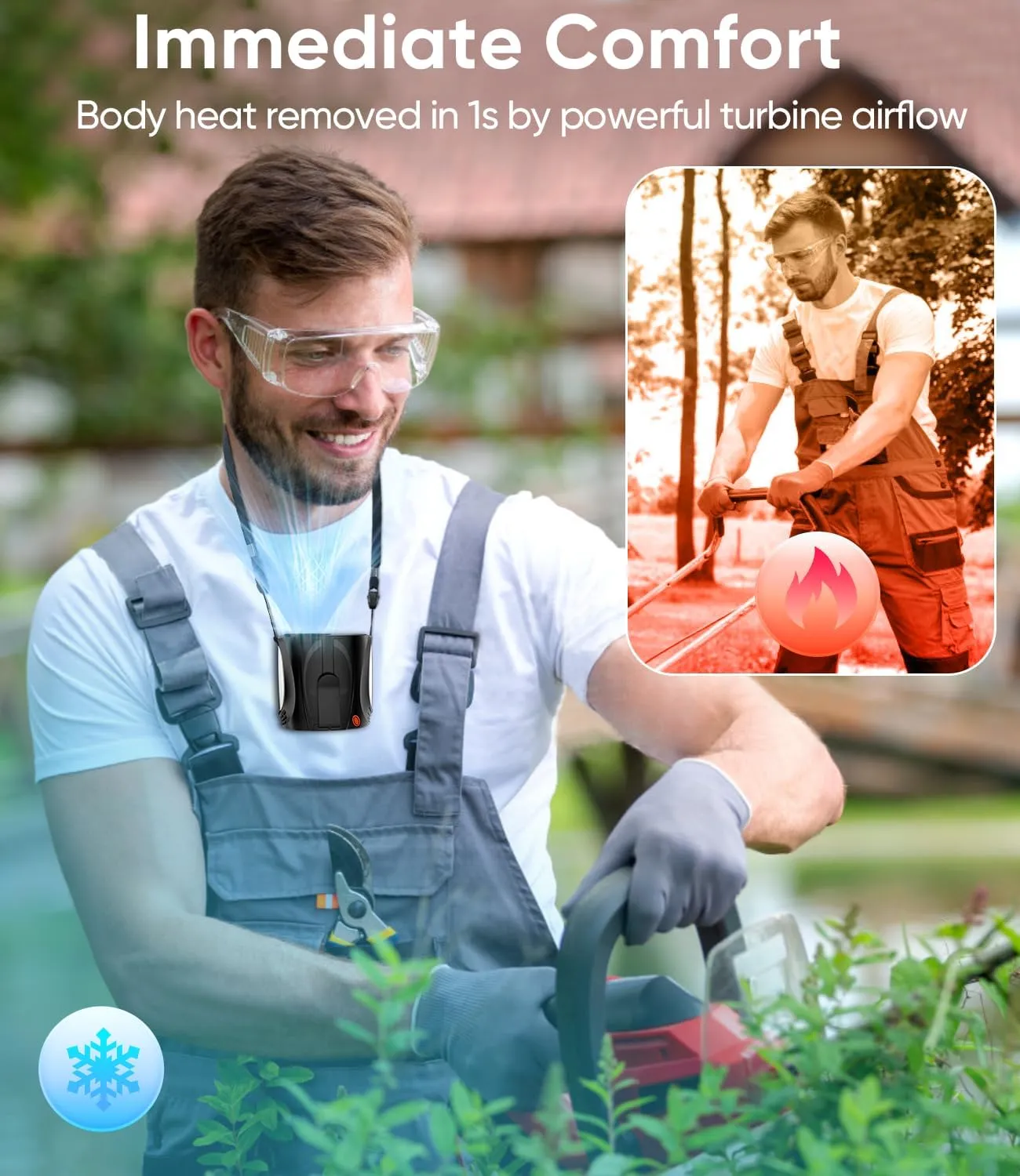 AI Portable Waist Fan, 6-Speed 16000RPM Strong Turbo Airflow, 40H Max Cooling Battery Powered Personal Fan Rechargeable, Hands-Free Shirt/Belt/Neck Fan for Work, Outdoor, Travel, Gift for Men