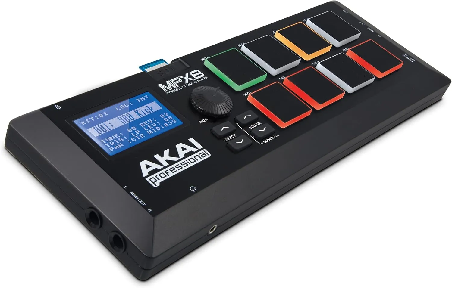 AKAI Professional MPX8 - Portable Sample Pad Controller With 8 Performance-Ready Velocity-Sensitive Pads, MIDI Connectivity & On-Board SD Card Slot