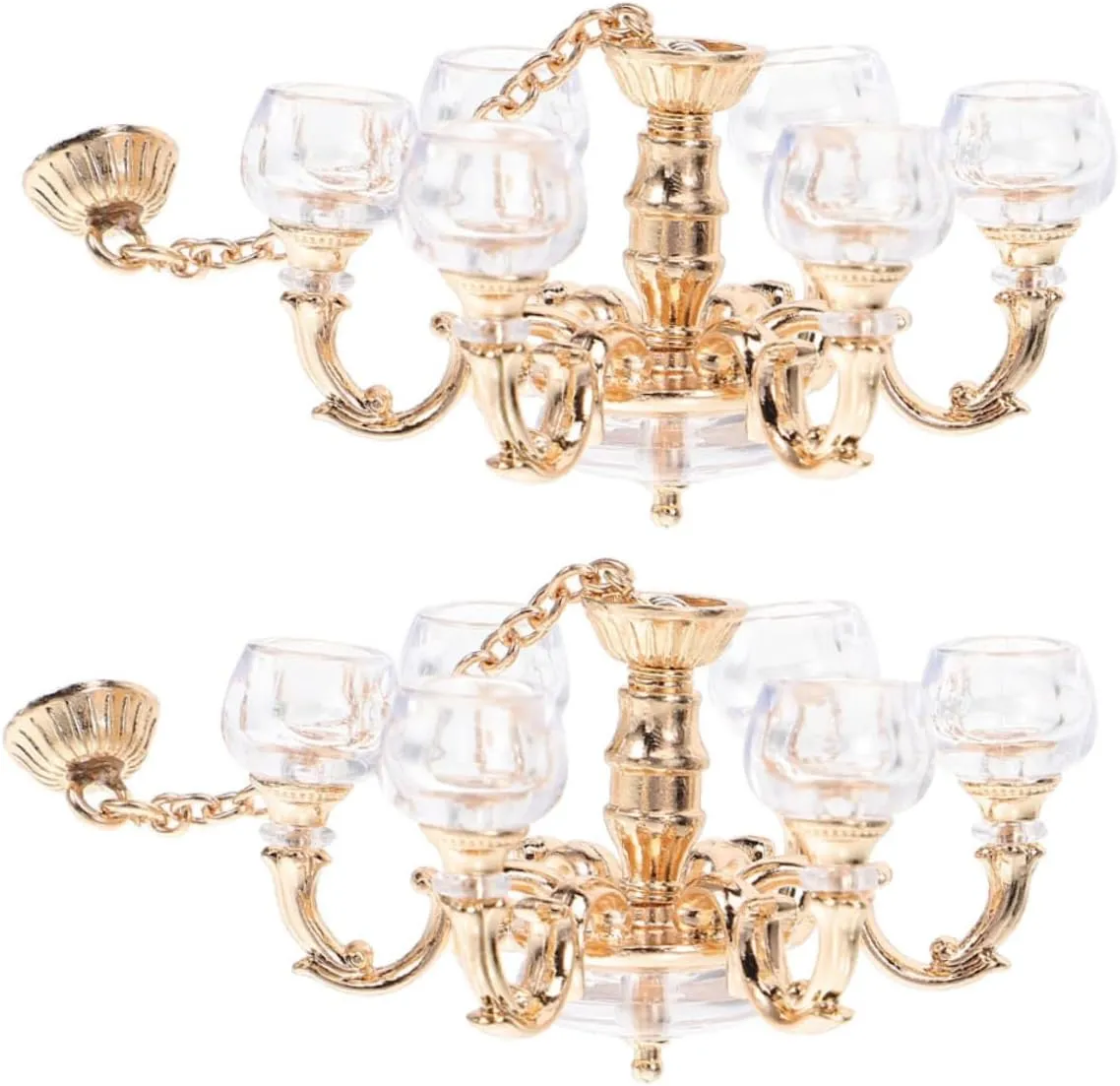 Alasum 2Pcs Miniature Ceiling Lamp Scale Chandelier for House Decoration Stylish Miniature Accessory for Dollhouse Living and Bedroom Scenes