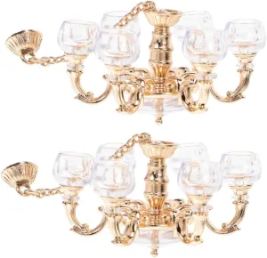 Alasum 2Pcs Miniature Ceiling Lamp Scale Chandelier for House Decoration Stylish Miniature Accessory for Dollhouse Living and Bedroom Scenes