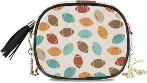 ALAZA Colorful American Football Shoulder Crossbody Bag With Metal Chain Strap for Women Girl