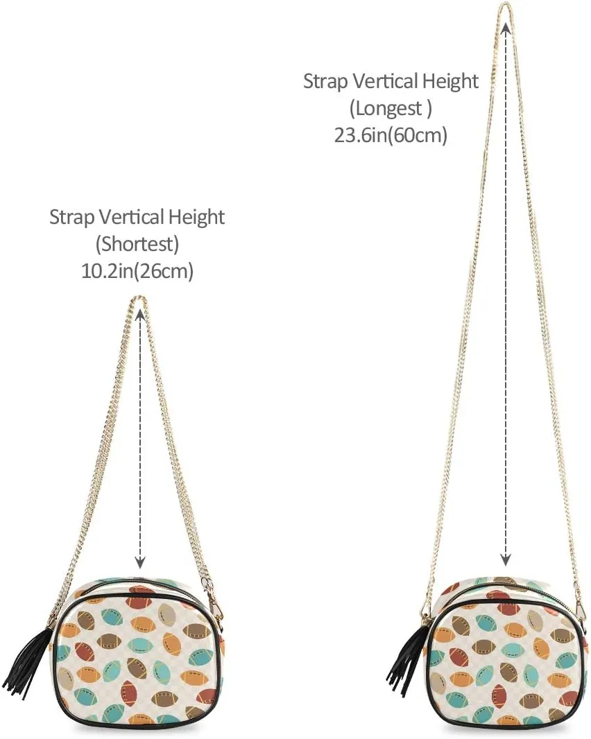 ALAZA Colorful American Football Shoulder Crossbody Bag With Metal Chain Strap for Women Girl