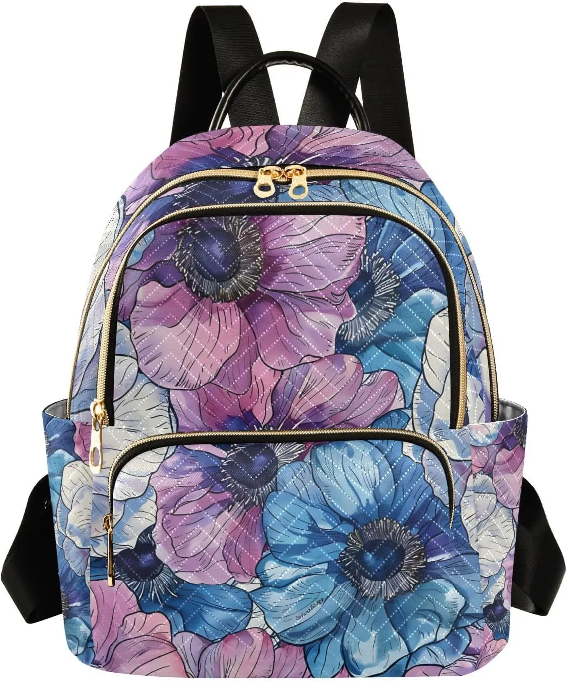 ALAZA Exotic Anemone Flower Periodic Sample Small Backpack Purse for Women Travel Bag Lightweight Shoulder Bag Fashion Daypack