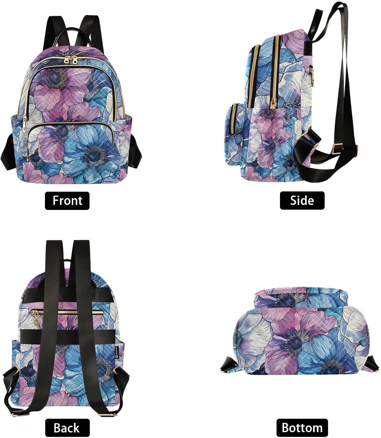 ALAZA Exotic Anemone Flower Periodic Sample Small Backpack Purse for Women Travel Bag Lightweight Shoulder Bag Fashion Daypack