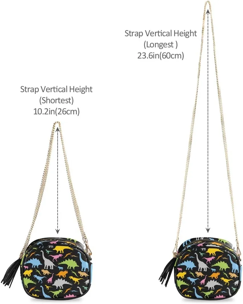 ALAZA Women's Cute Colorful Dinosaur Funny Cross Body Bag Chain Shoulder Handbag Purse with Tassel