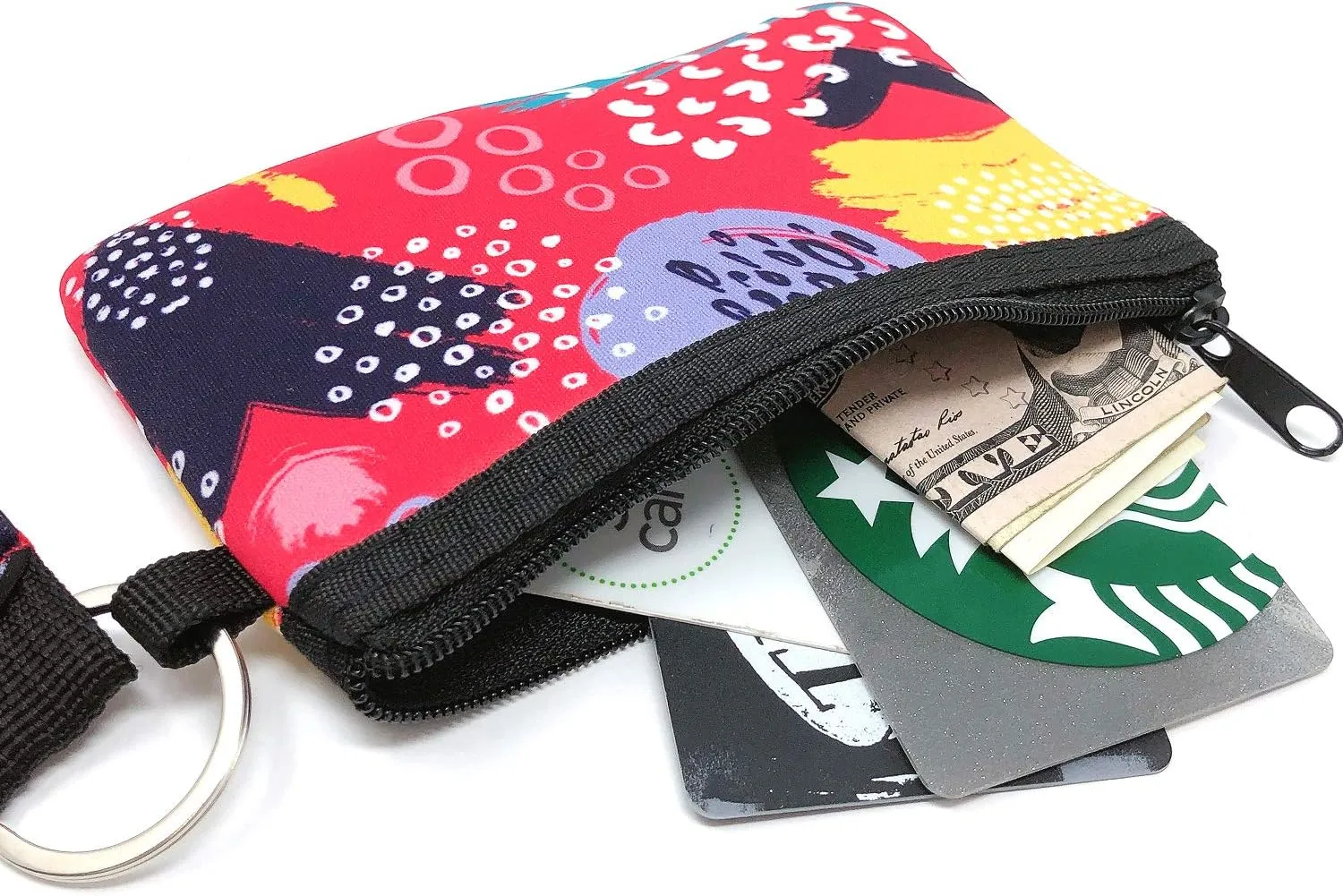 allydrew Neoprene Mini Wristlet Wallet/Credit Card ID Holder with Lanyard