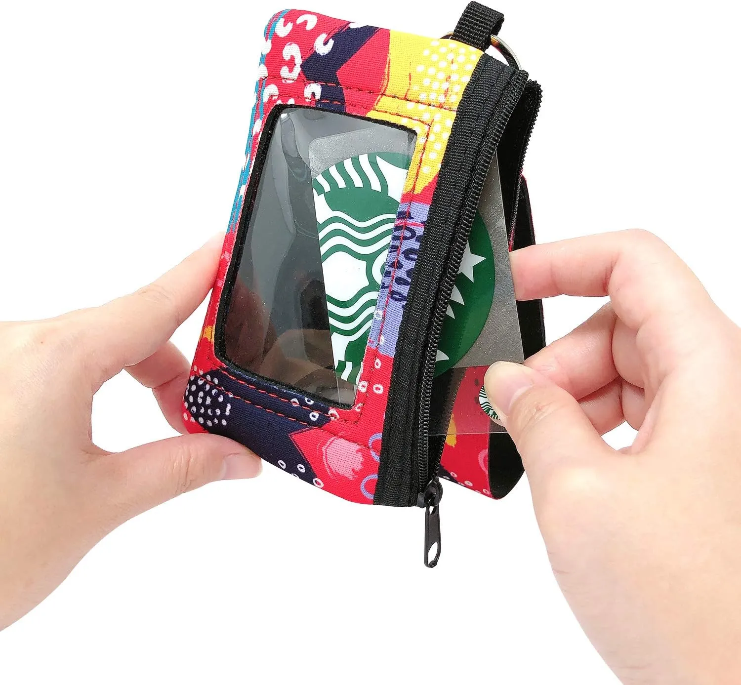 allydrew Neoprene Mini Wristlet Wallet/Credit Card ID Holder with Lanyard