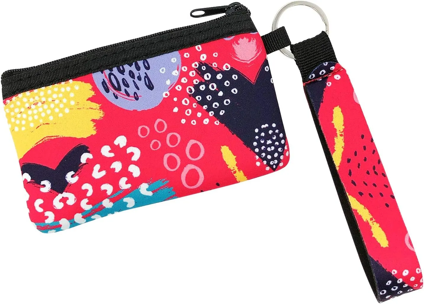allydrew Neoprene Mini Wristlet Wallet/Credit Card ID Holder with Lanyard