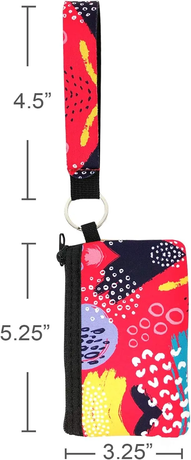 allydrew Neoprene Mini Wristlet Wallet/Credit Card ID Holder with Lanyard