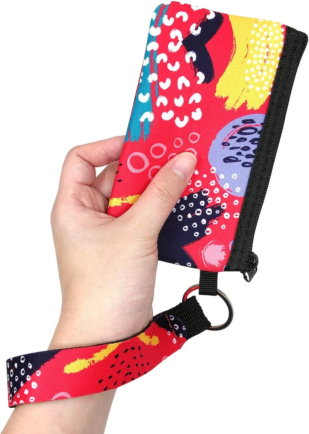 allydrew Neoprene Mini Wristlet Wallet/Credit Card ID Holder with Lanyard