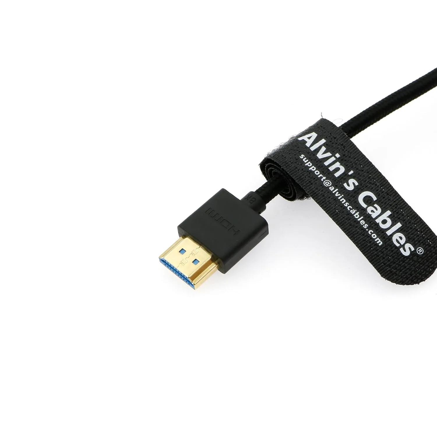 Alvin's Cables 8K 2.1 HDMI High Speed Braided Coiled Cable Straight to Right Angle for Atomos Ninja V, Portkeys BM5, for Feelworld Monitor, for Canon C300, Z CAM E2, Sony FS5| FS7| A7S3 Cameras