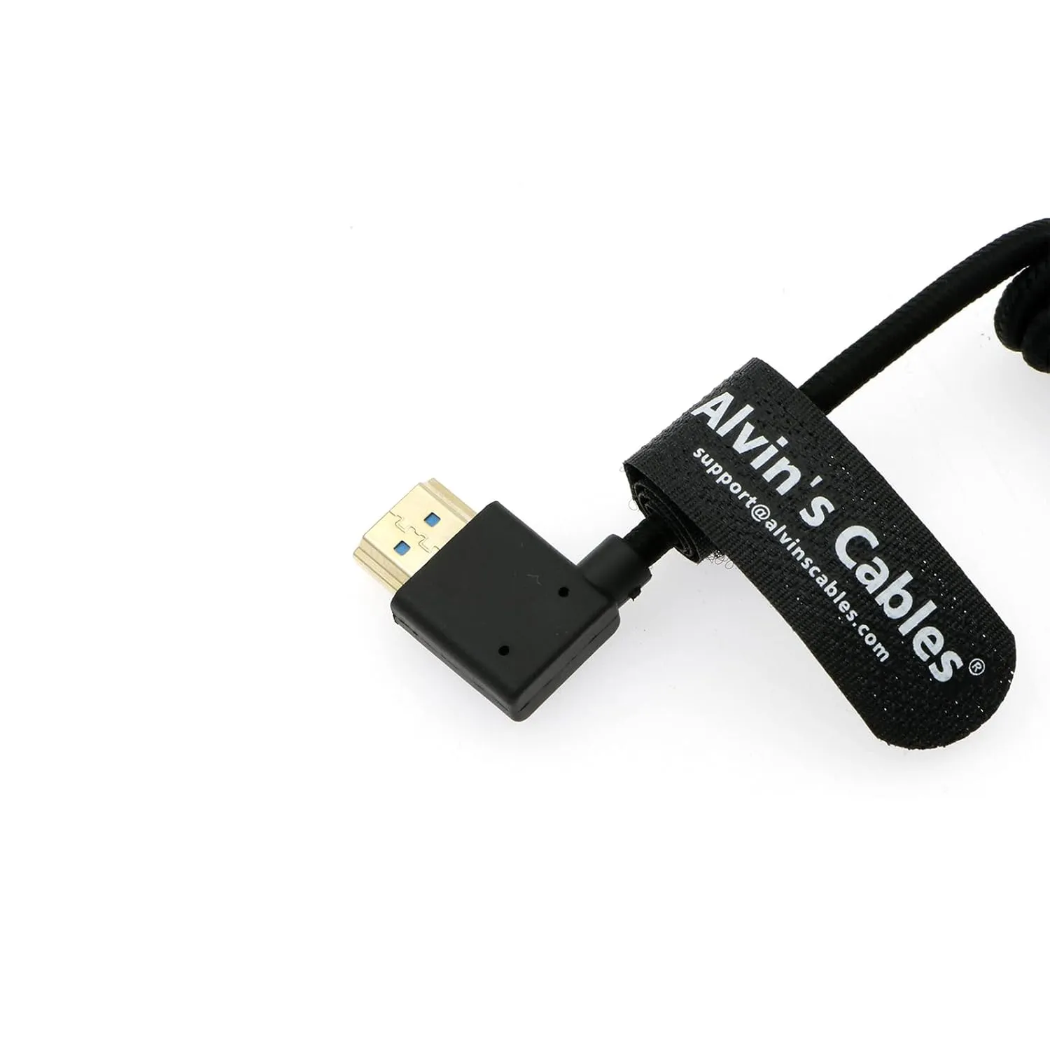 Alvin's Cables 8K 2.1 HDMI High Speed Braided Coiled Cable Straight to Right Angle for Atomos Ninja V, Portkeys BM5, for Feelworld Monitor, for Canon C300, Z CAM E2, Sony FS5| FS7| A7S3 Cameras