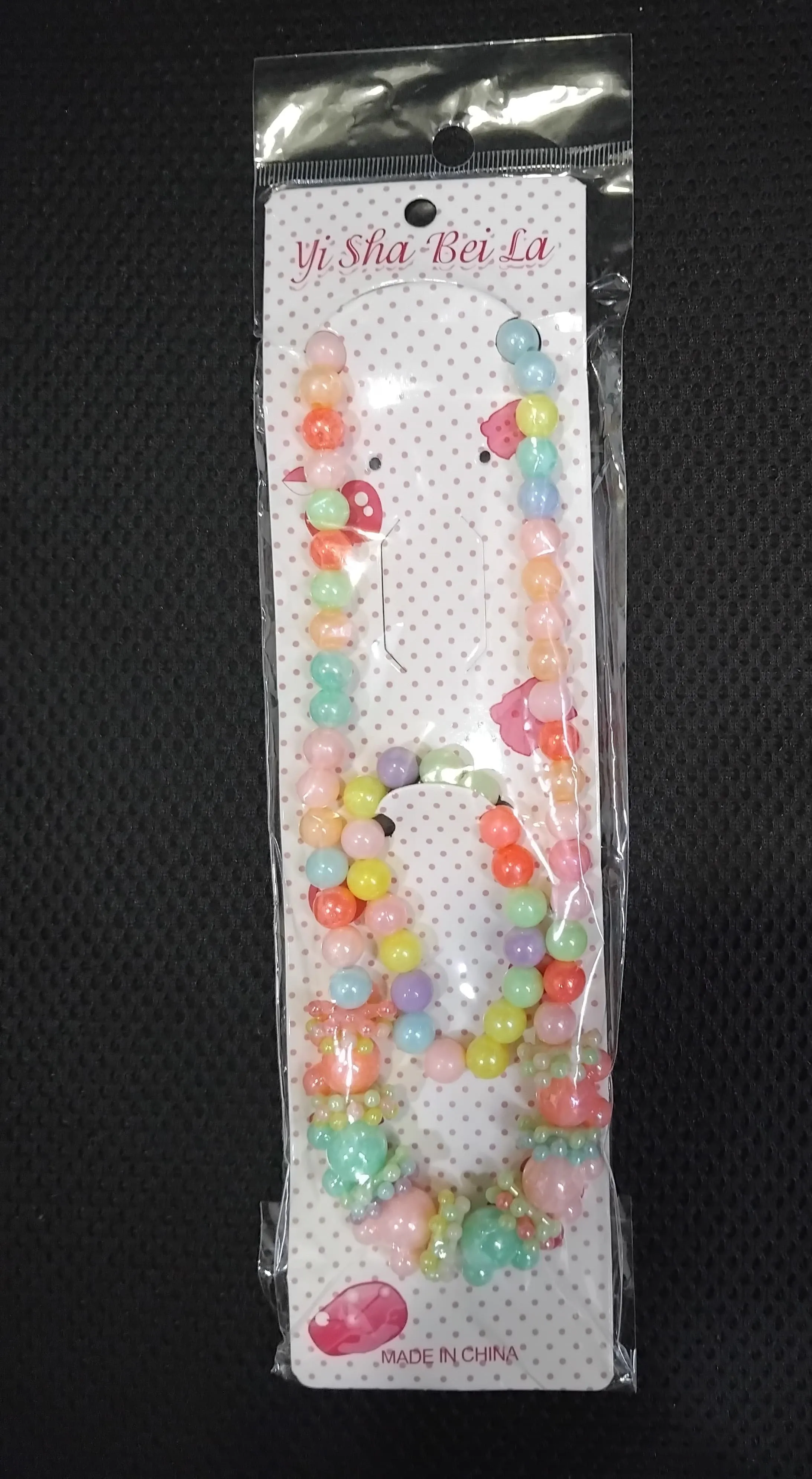 AM1217 Kids Colorful Necklace Bracelet Set Children's necklace and bracelet for girls made of plastic beads with multicolor Pack Of 1 Pcs