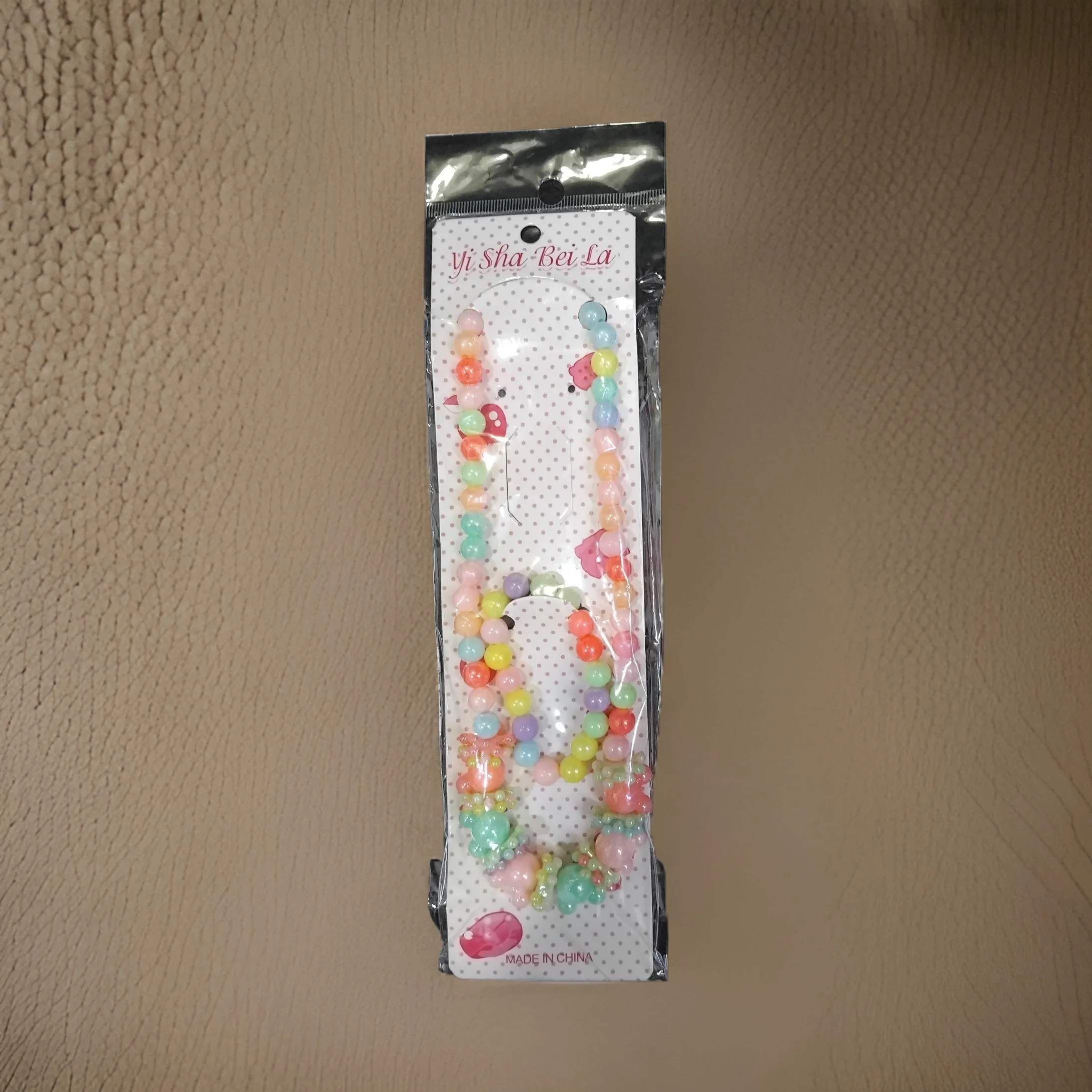 AM1217 Kids Colorful Necklace Bracelet Set Children's necklace and bracelet for girls made of plastic beads with multicolor Pack Of 1 Pcs