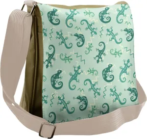 Ambesonne African Messenger Bag, Exotic Lizard Reptile, Unisex Cross-body