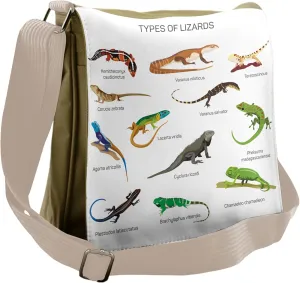 Ambesonne Colorful Messenger Bag, Exotic Lizard Reptiles, Unisex Cross-body