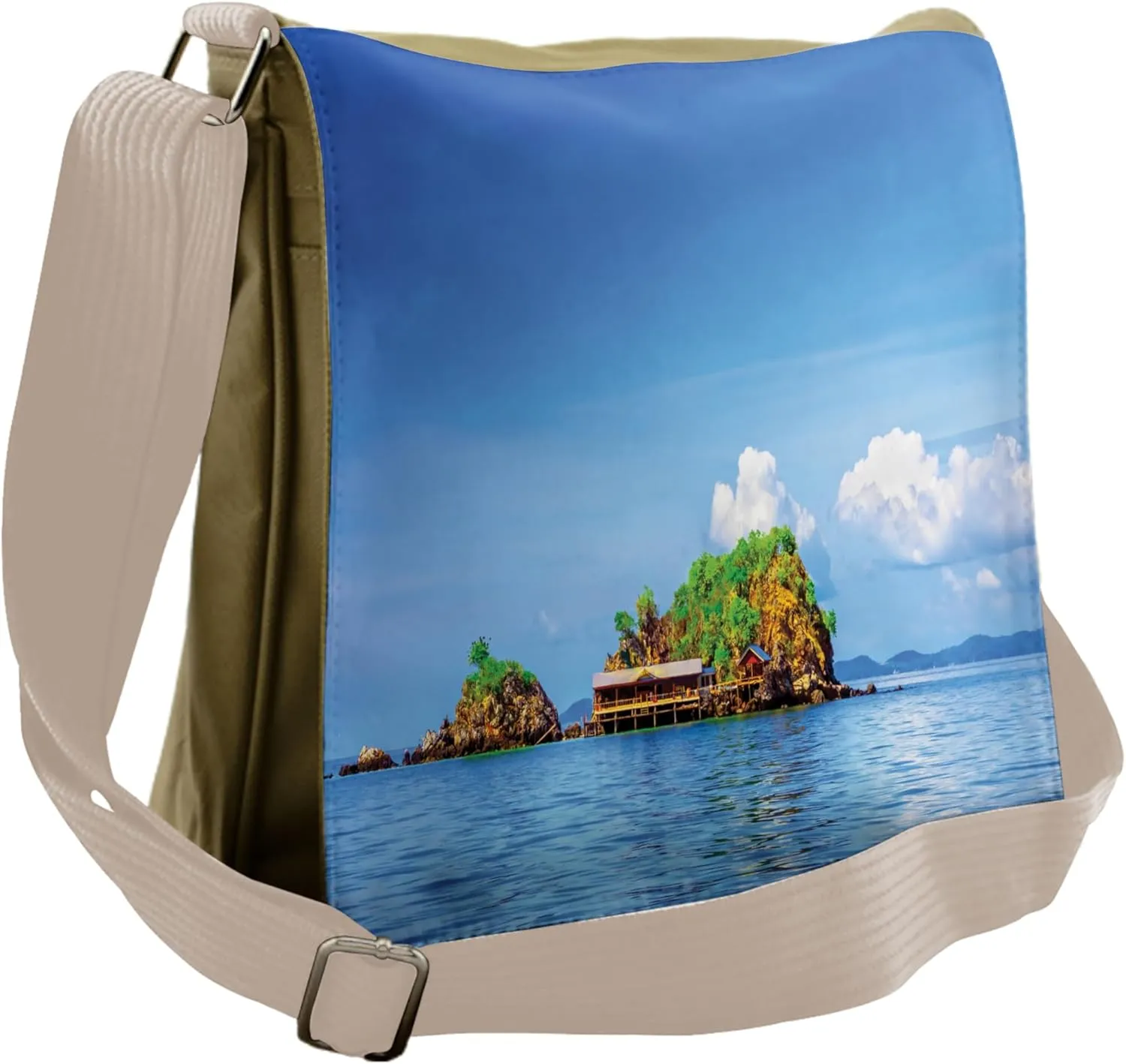 Ambesonne Exotic Messenger Bag, Idyllic Tropic Islands, Unisex Cross-body