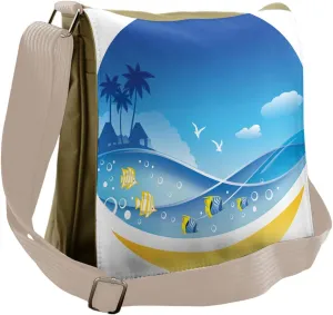 Ambesonne Exotic Messenger Bag, Tropic Cartoon Sea, Unisex Cross-body
